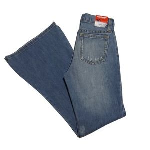 GAP Kids girls' 5-pocket light wash distressed flare leg jeans
